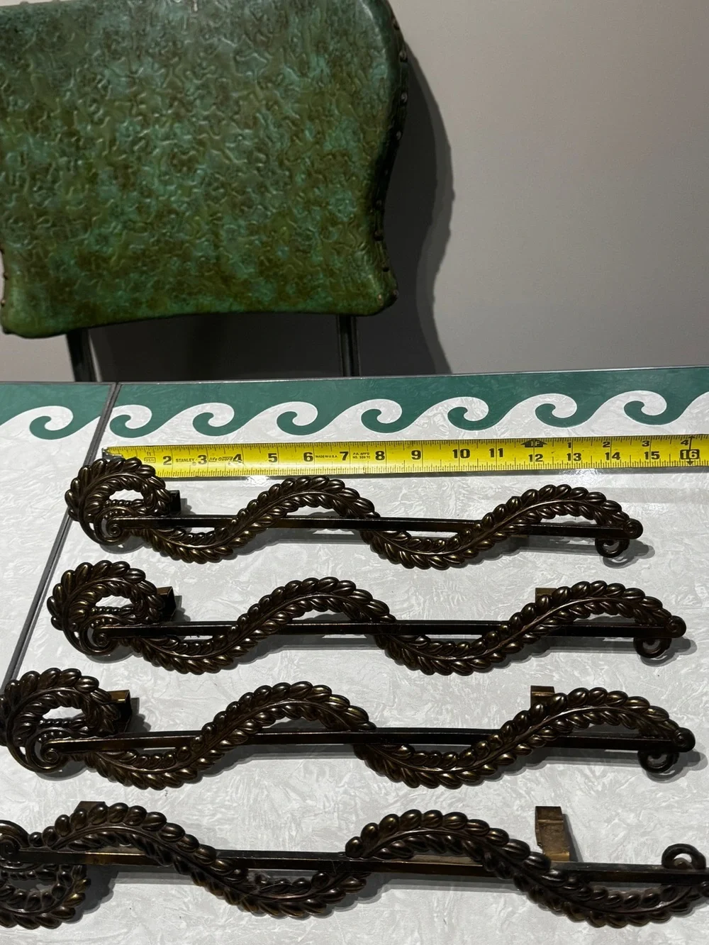 6- Antique Swing Arm Curtain Rod Hardware Set in Dark Bronze